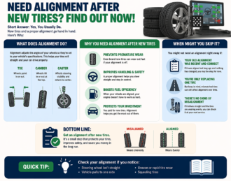 infographic on whether you need an alignment after new tires